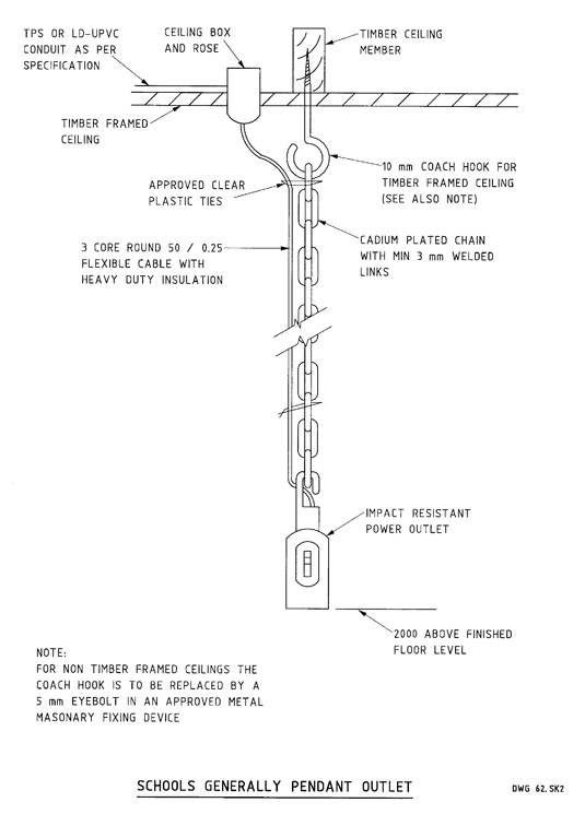 Schools Generally Pendant Outlet This is a detail drawing of the Schools Generally Pendant Outlet