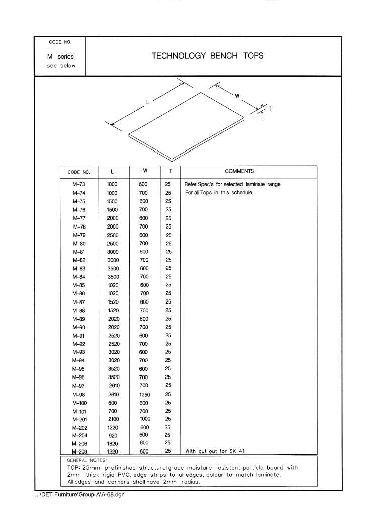 Fixed Top, Bench Technology, 2020 x 600