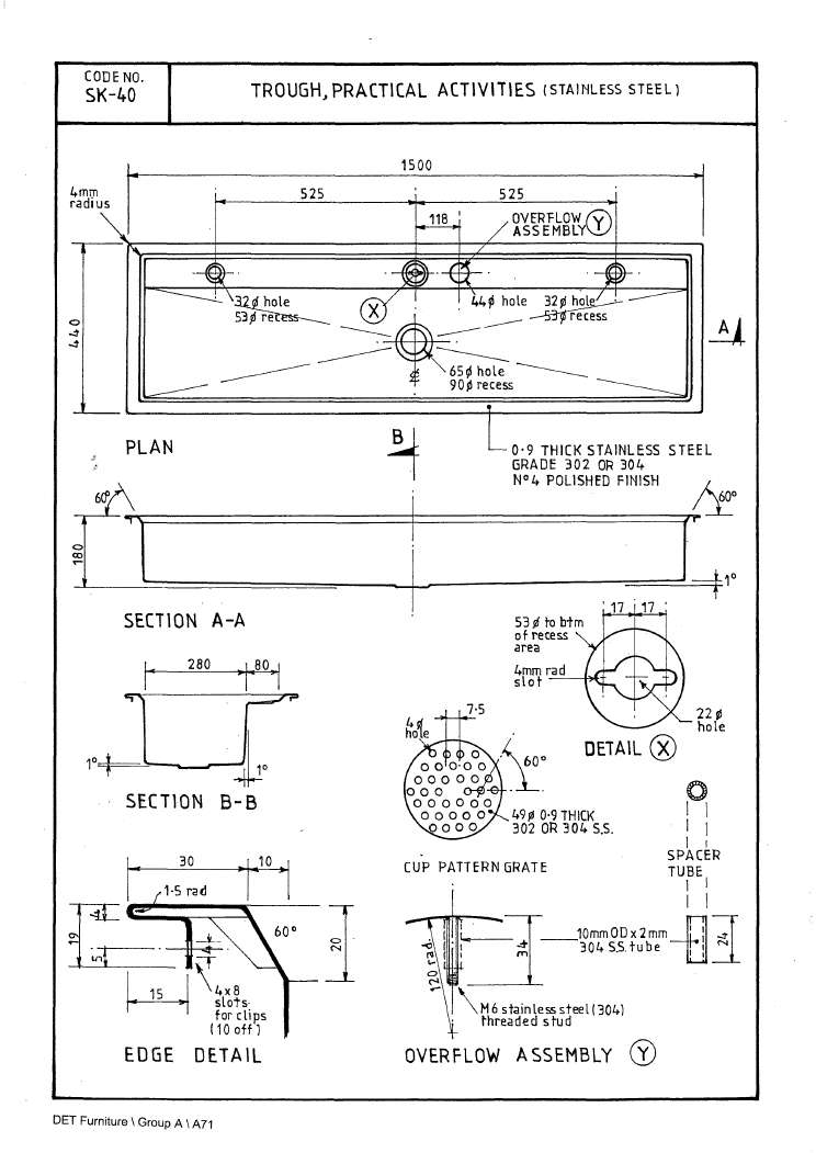Fixed Practical Activities Trough