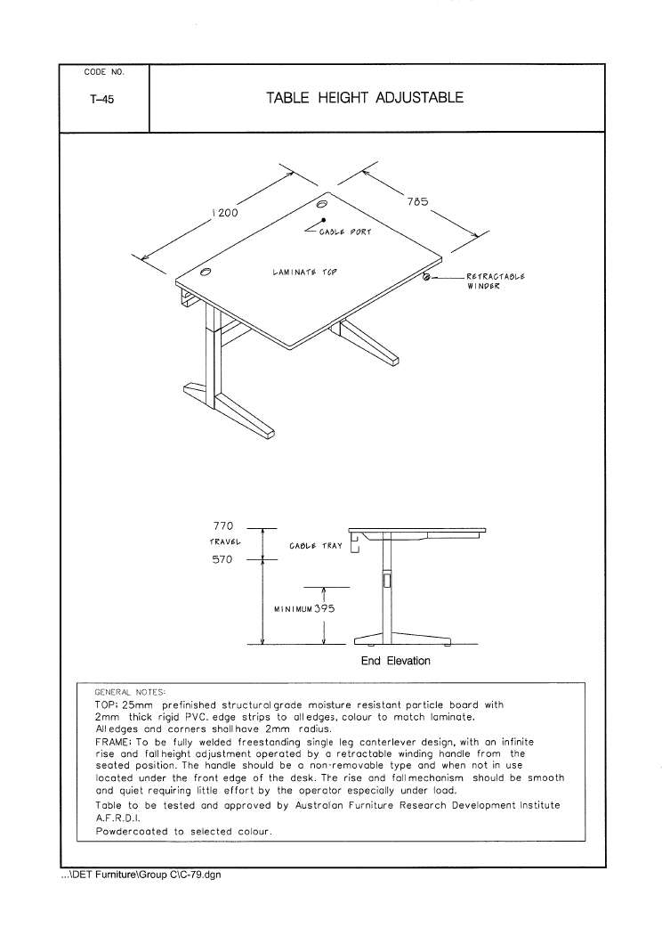 Table, Height Adjust (Front Wind), Computer