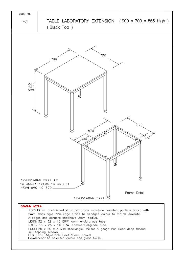 Table, Laboratory, Extension