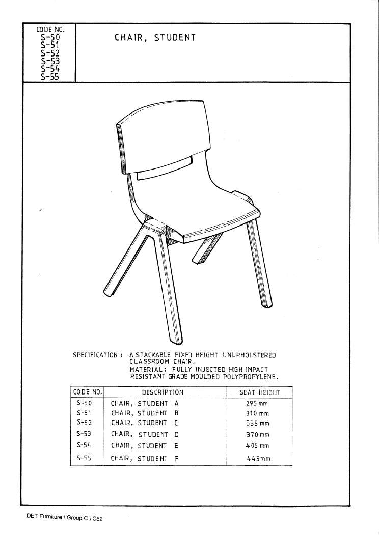 Chair, Plastic E, Postura (Primary) (405mm height)